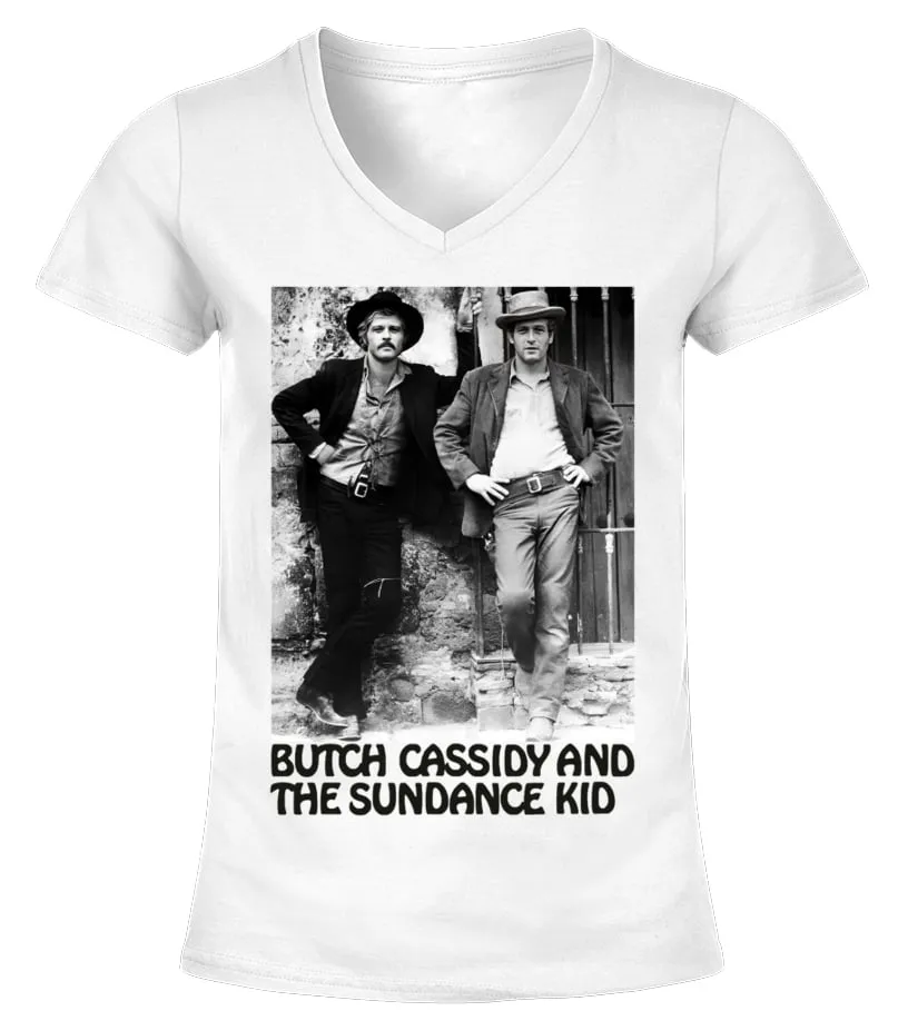 0033. Butch Cassidy and the Sundance Kid WT 017 Camiseta cuello pico Mujer