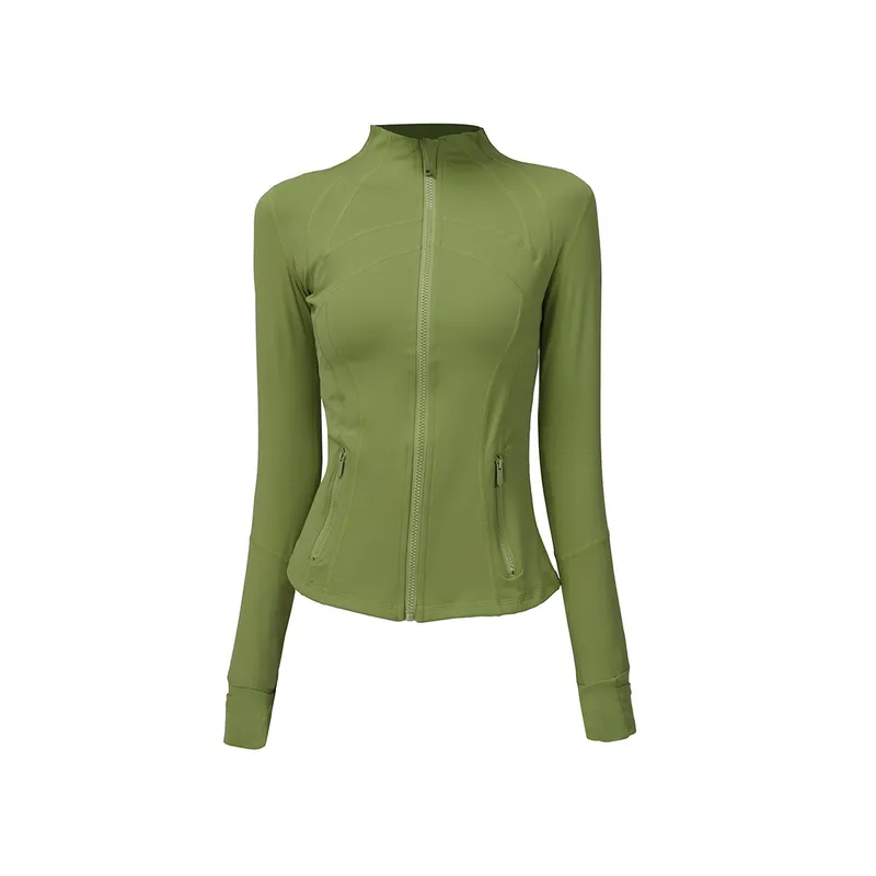 2024 Mujeres Fitness Yoga Outfit Lady Sports Jacket Moda para mujer Stand Up Collar Sólido Cremallera completa Sudadera Sportwea