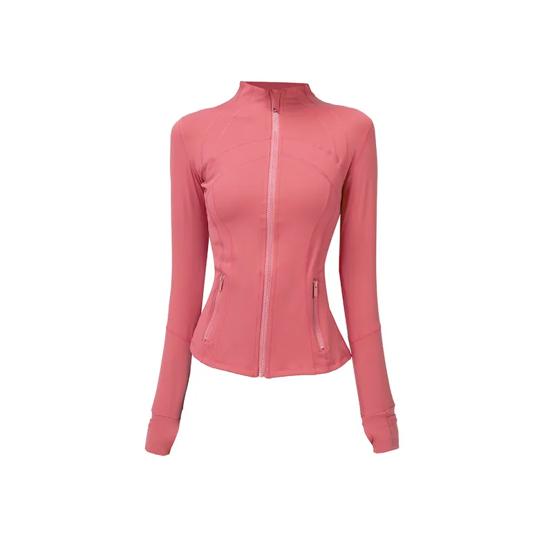 2024 Mujeres Fitness Yoga Outfit Lady Sports Jacket Moda para mujer Stand Up Collar Sólido Cremallera completa Sudadera Sportwea