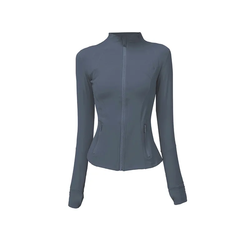 2024 Mujeres Fitness Yoga Outfit Lady Sports Jacket Moda para mujer Stand Up Collar Sólido Cremallera completa Sudadera Sportwea