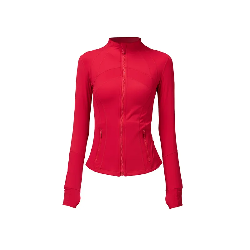 2024 Mujeres Fitness Yoga Outfit Lady Sports Jacket Moda para mujer Stand Up Collar Sólido Cremallera completa Sudadera Sportwea