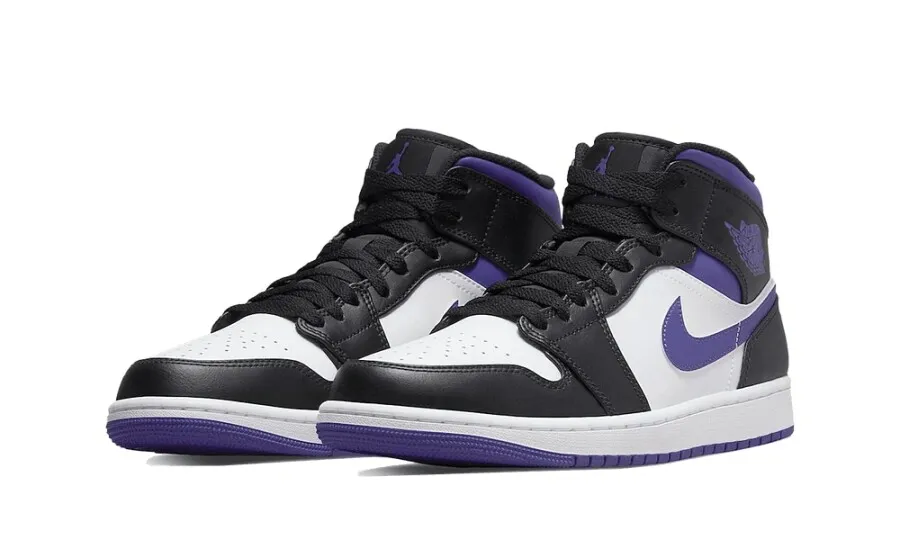 Air Jordan 1 Mid White Black Purple