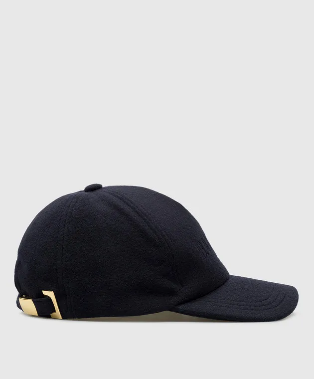 Balmain Blue wool cap with logo embroidery