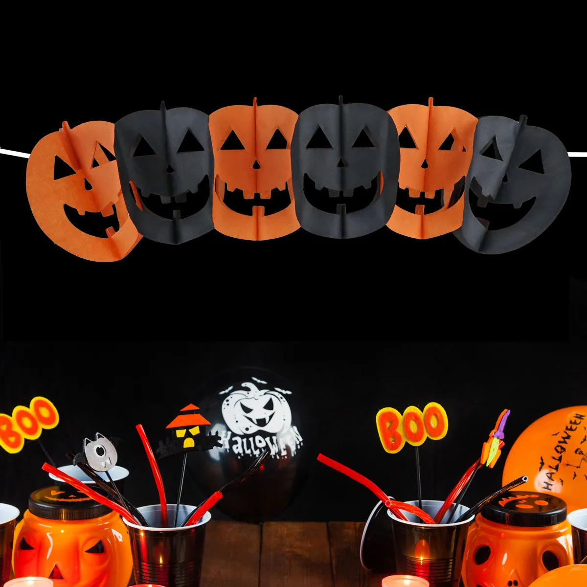 Banner Decorativo con Diseo de Calabaza para Halloween