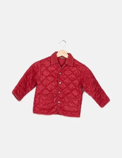 Benetton Chaqueta roja acolchada