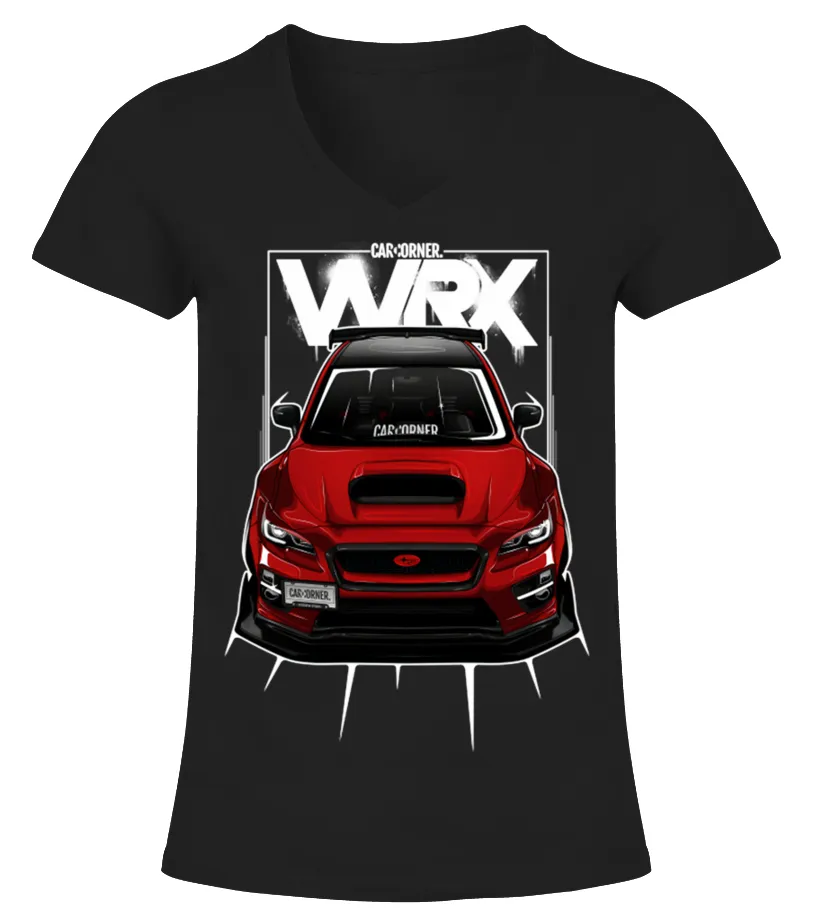 BK.SUBARU IMPREZA WRX STI  CARCORNER TSHIRT CAMISETA CUELLO PICO MUJER