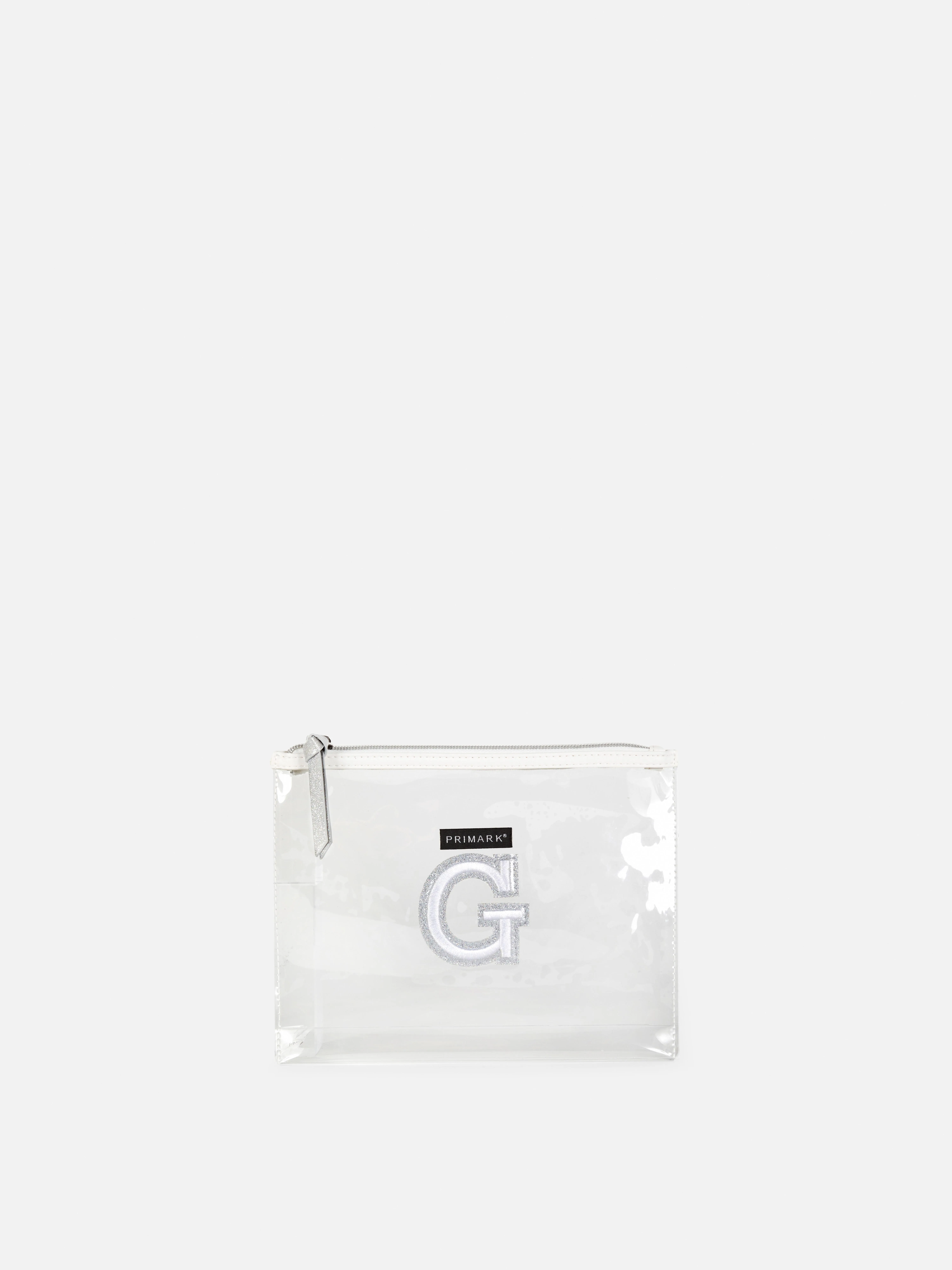 Bolsa de maquillaje transparente con inicial