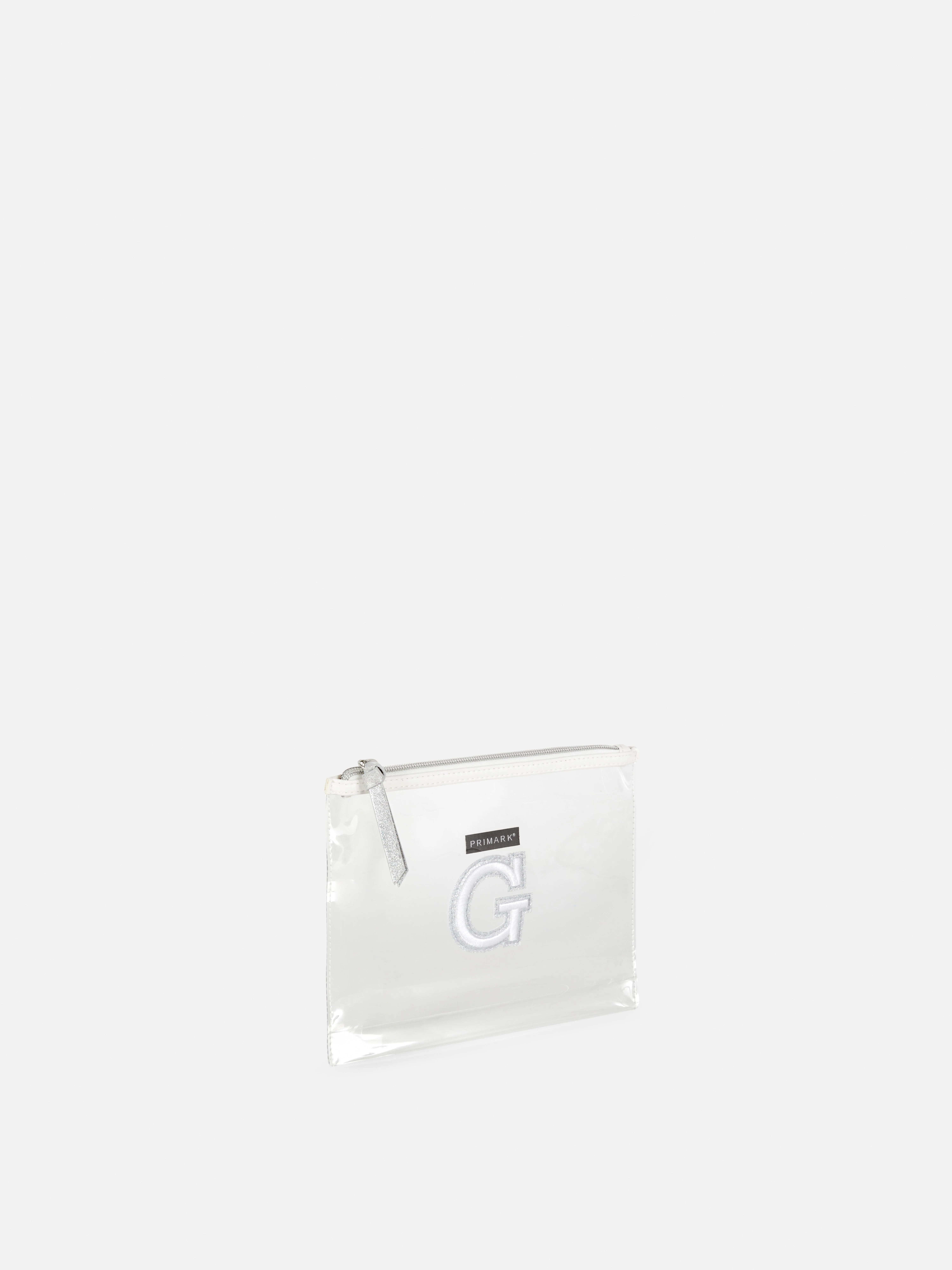 Bolsa de maquillaje transparente con inicial