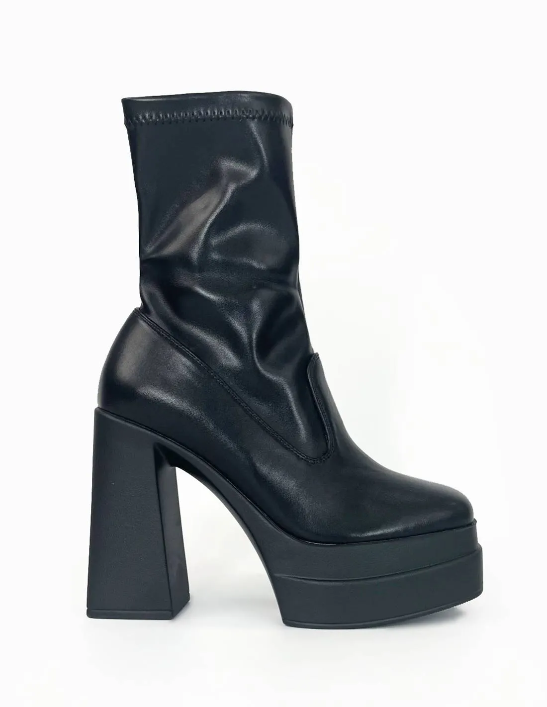 Botin con doble plataforma negro caña elastica