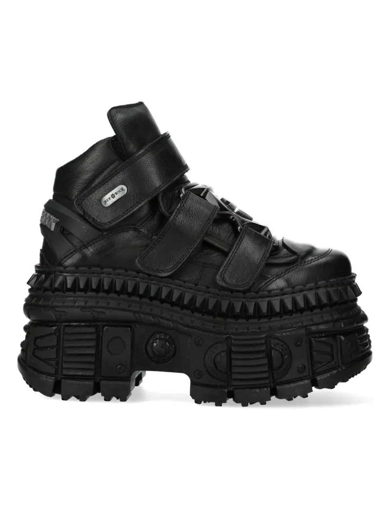 Botines newrock crust negro plataforma con velcro