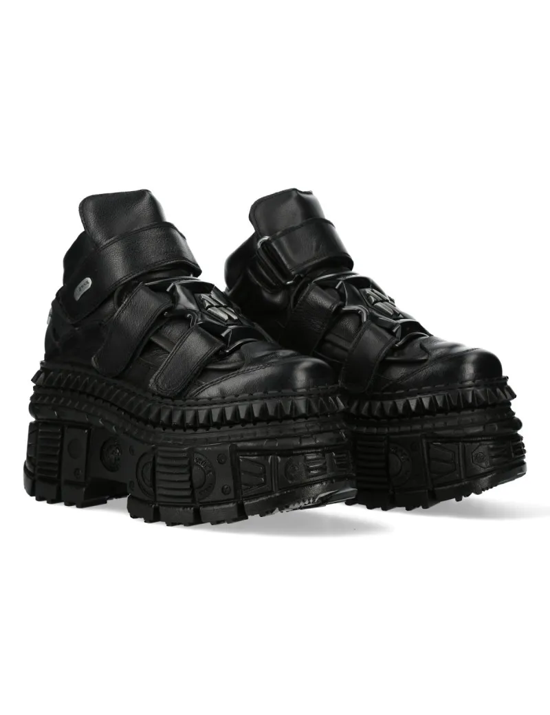 Botines newrock crust negro plataforma con velcro