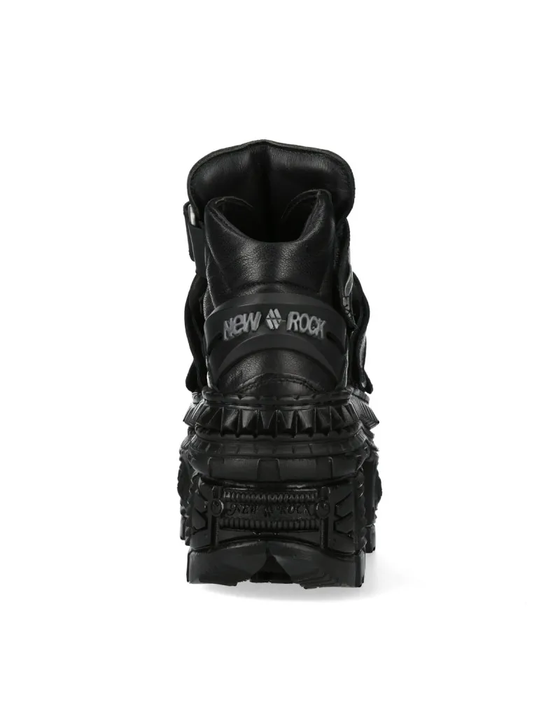 Botines newrock crust negro plataforma con velcro