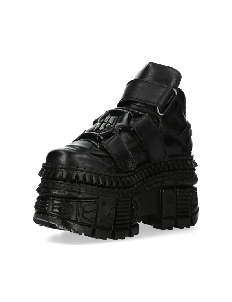 Botines newrock crust negro plataforma con velcro