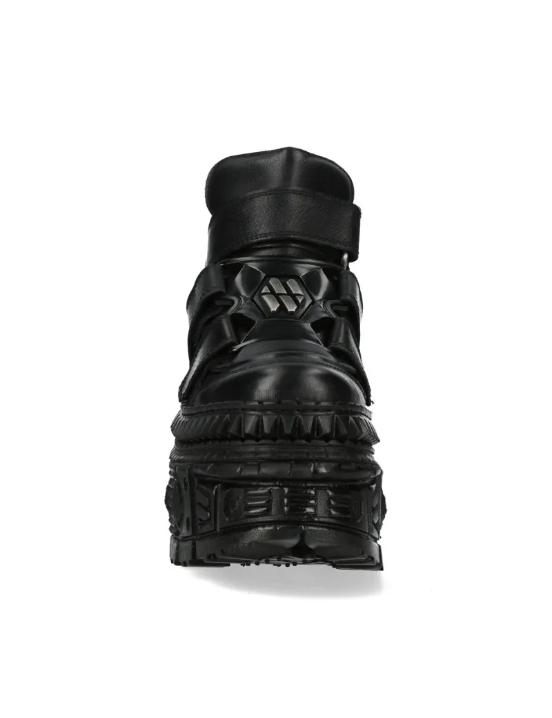 Botines newrock crust negro plataforma con velcro