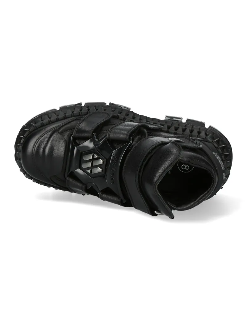 Botines newrock crust negro plataforma con velcro