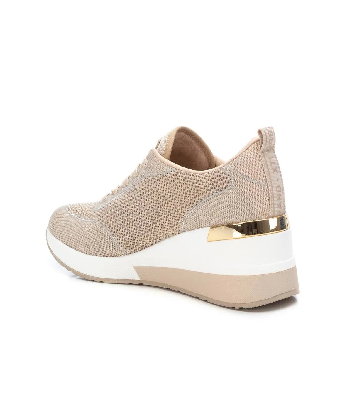 Botín de cordones y cuña en beige de señora