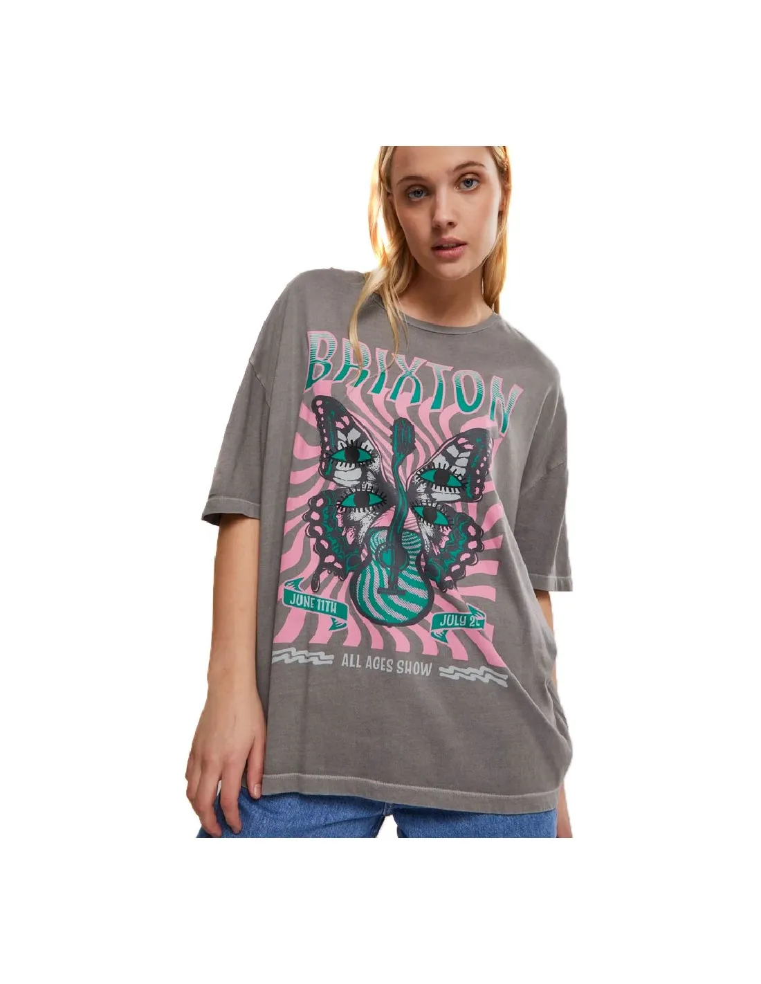 BRIXTON ALL AGES OVERSIZED BF TEE WASHED BLACK WORN WASH