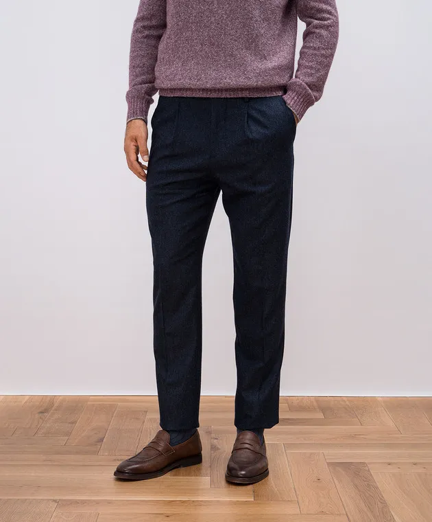 Brunello Cucinelli Blue pants made of wool