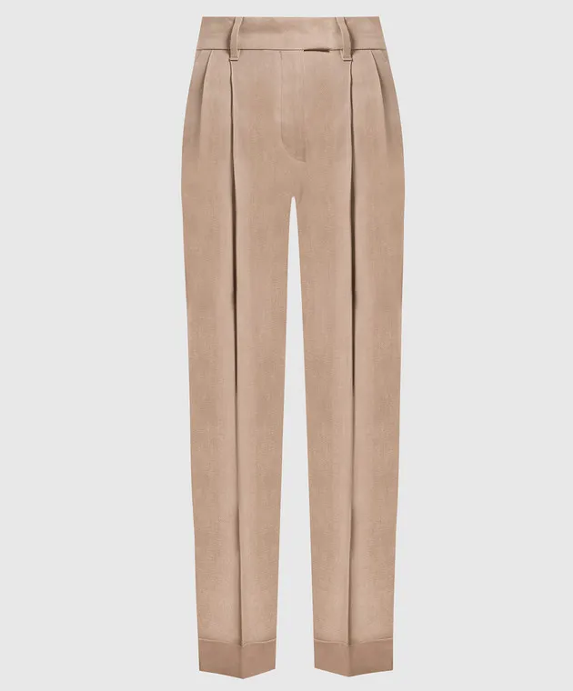 Brunello Cucinelli Brown pants with monil chain
