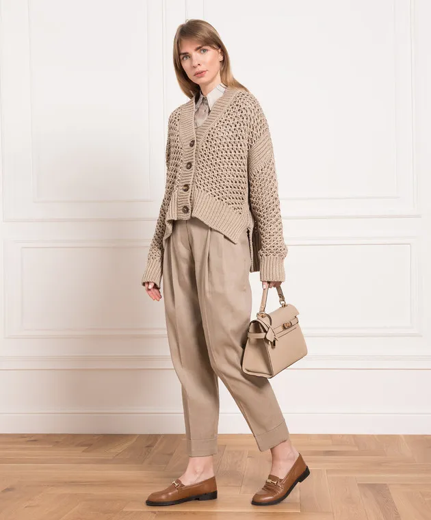 Brunello Cucinelli Brown pants with monil chain