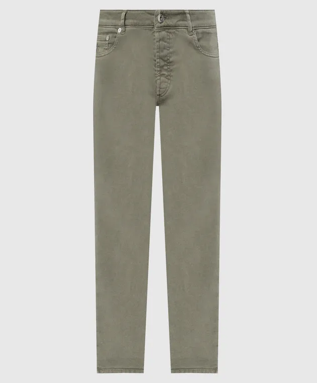 Brunello Cucinelli Green pants with logo patch