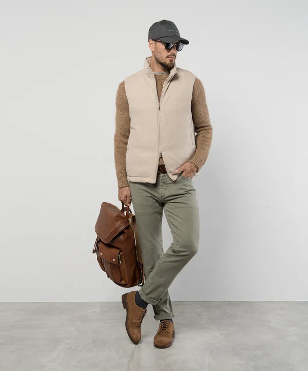 Brunello Cucinelli Green pants with logo patch