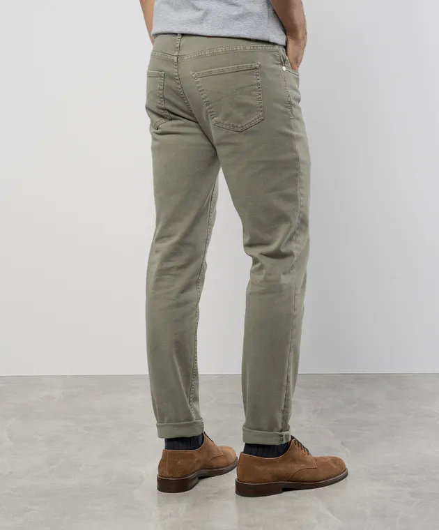 Brunello Cucinelli Green pants with logo patch