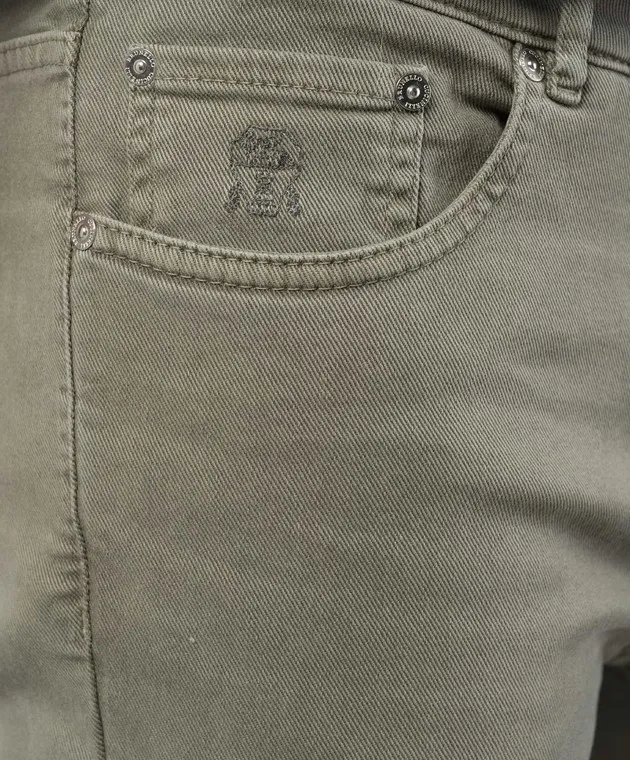 Brunello Cucinelli Green pants with logo patch