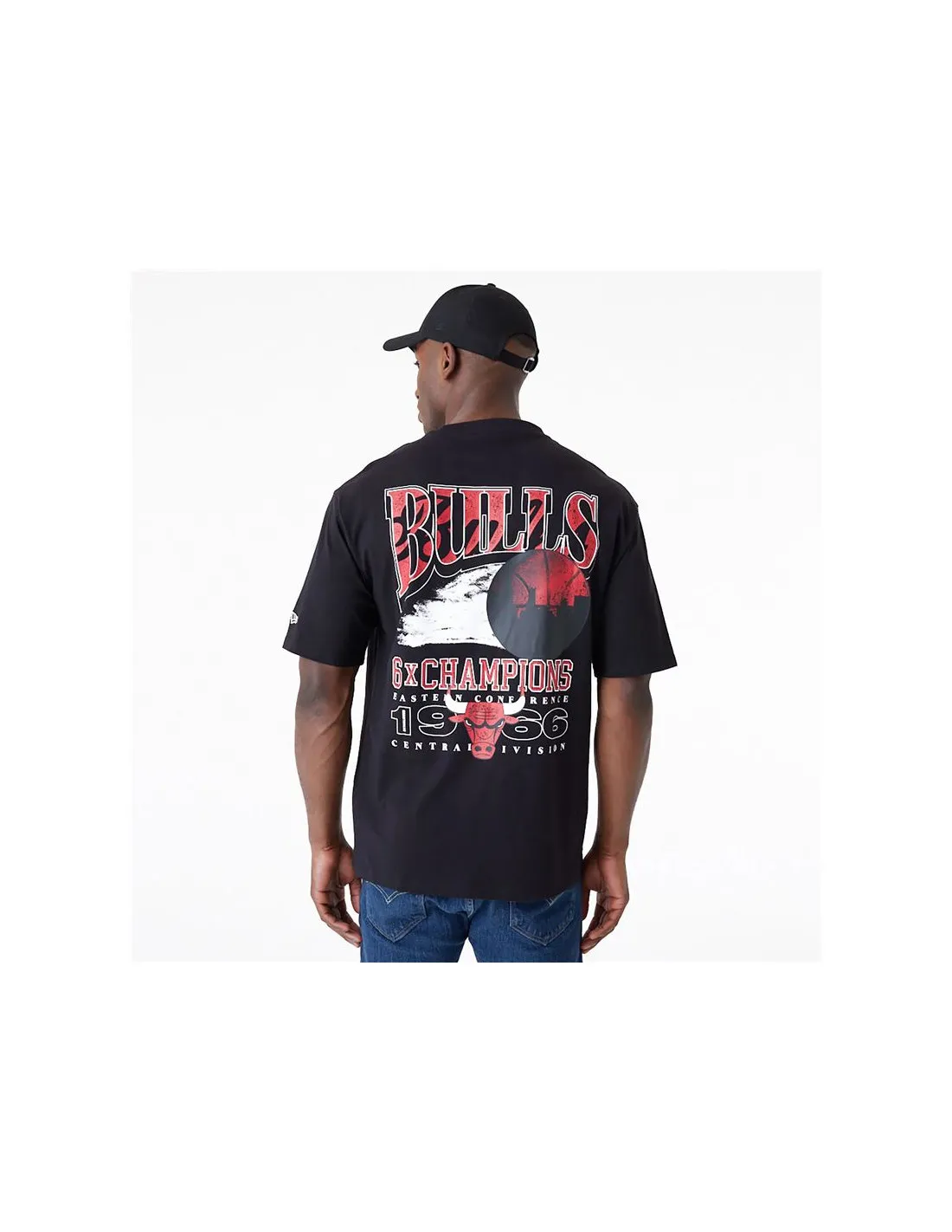 Camiseta New Era Oversized Chicago Bulls NBA Championship Hombre Negro