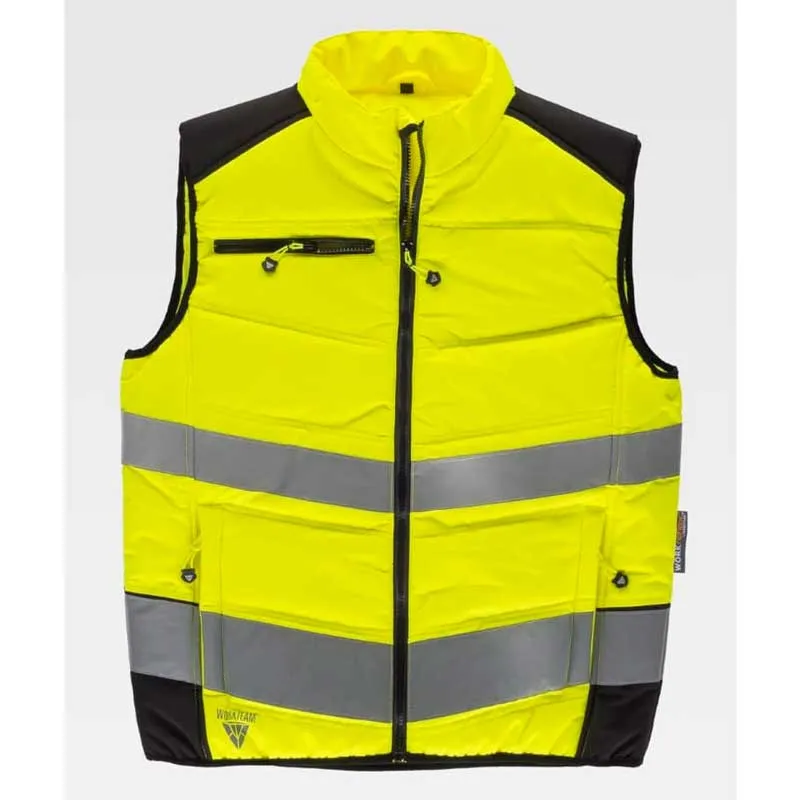 CHALECO ACOLCHADO ALTA VISIBILIDAD COMBINADO CON NEGRO  WORKTEAM