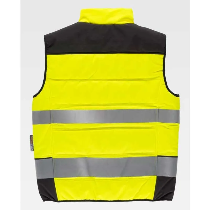 CHALECO ACOLCHADO ALTA VISIBILIDAD COMBINADO CON NEGRO  WORKTEAM