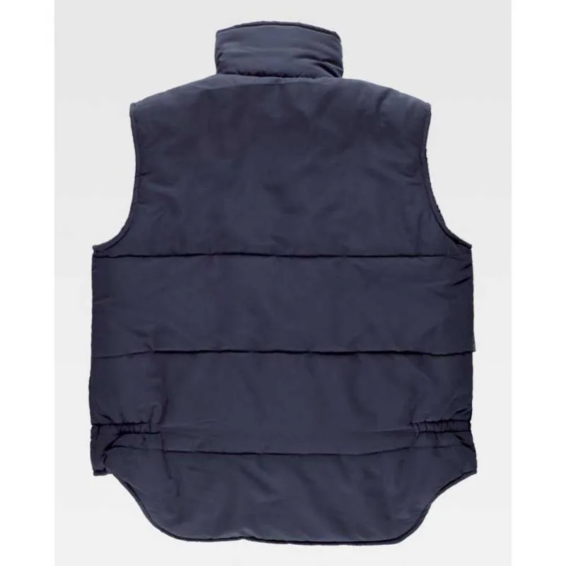 CHALECO ACOLCHADO MARINO CON CUELLO ALTO MULTIBOLSILLOS  WORKTEAM