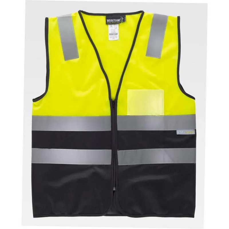 CHALECO BICOLOR CON CREMALLERA DE ALTA VISIBILIDAD  WORKTEAM