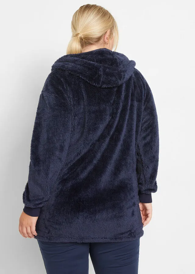 Chaqueta polar larga Negro