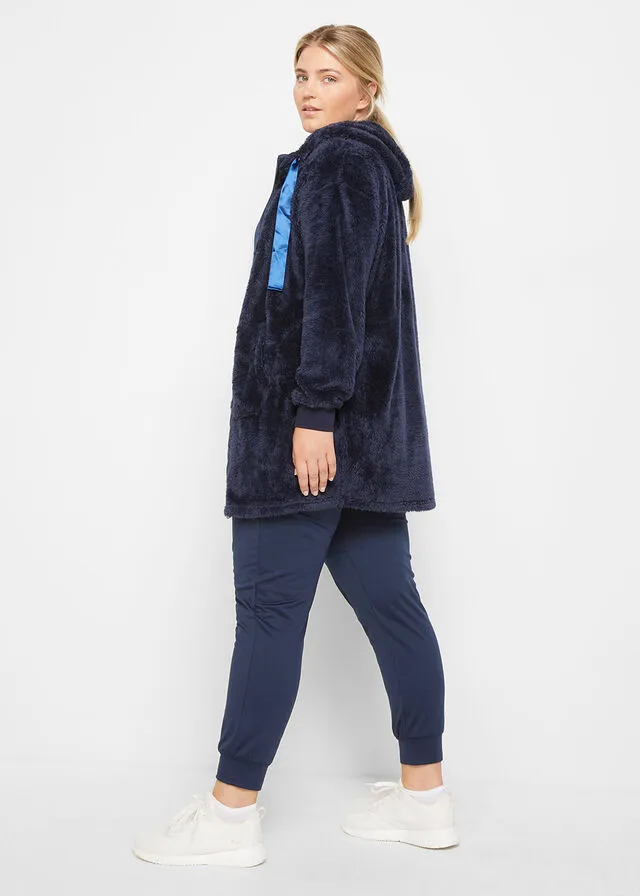 Chaqueta polar larga Negro