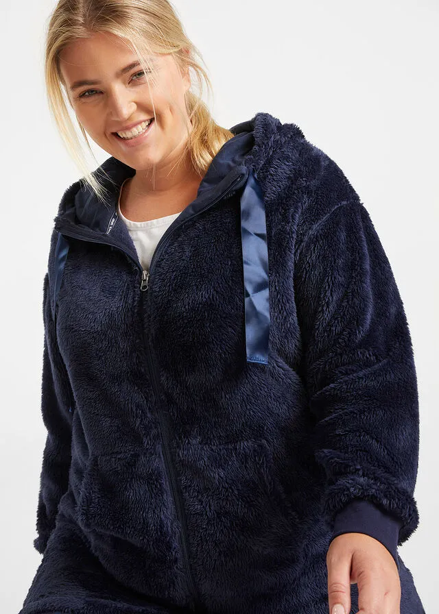Chaqueta polar larga Negro