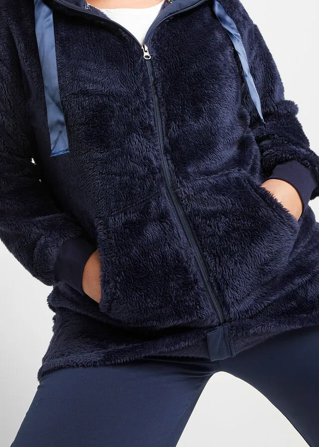 Chaqueta polar larga Negro