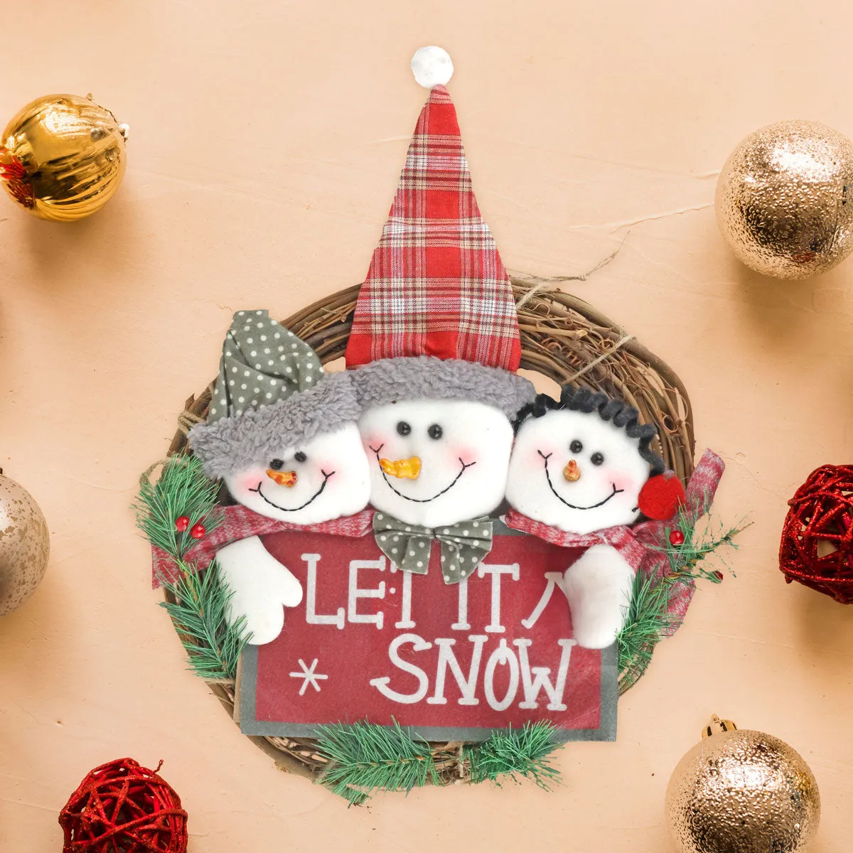 Corona Navidea para Puerta, Let It Snow