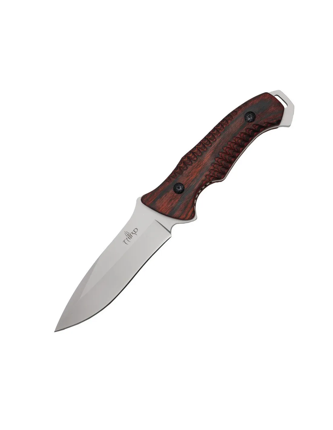 Cuchillo de caza satinado con funda de piel
