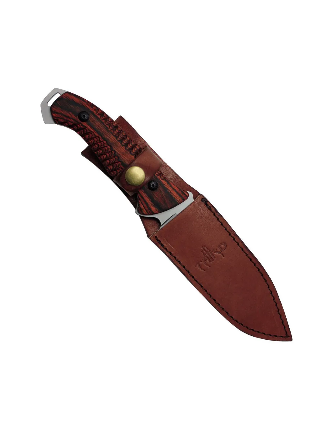 Cuchillo de caza satinado con funda de piel