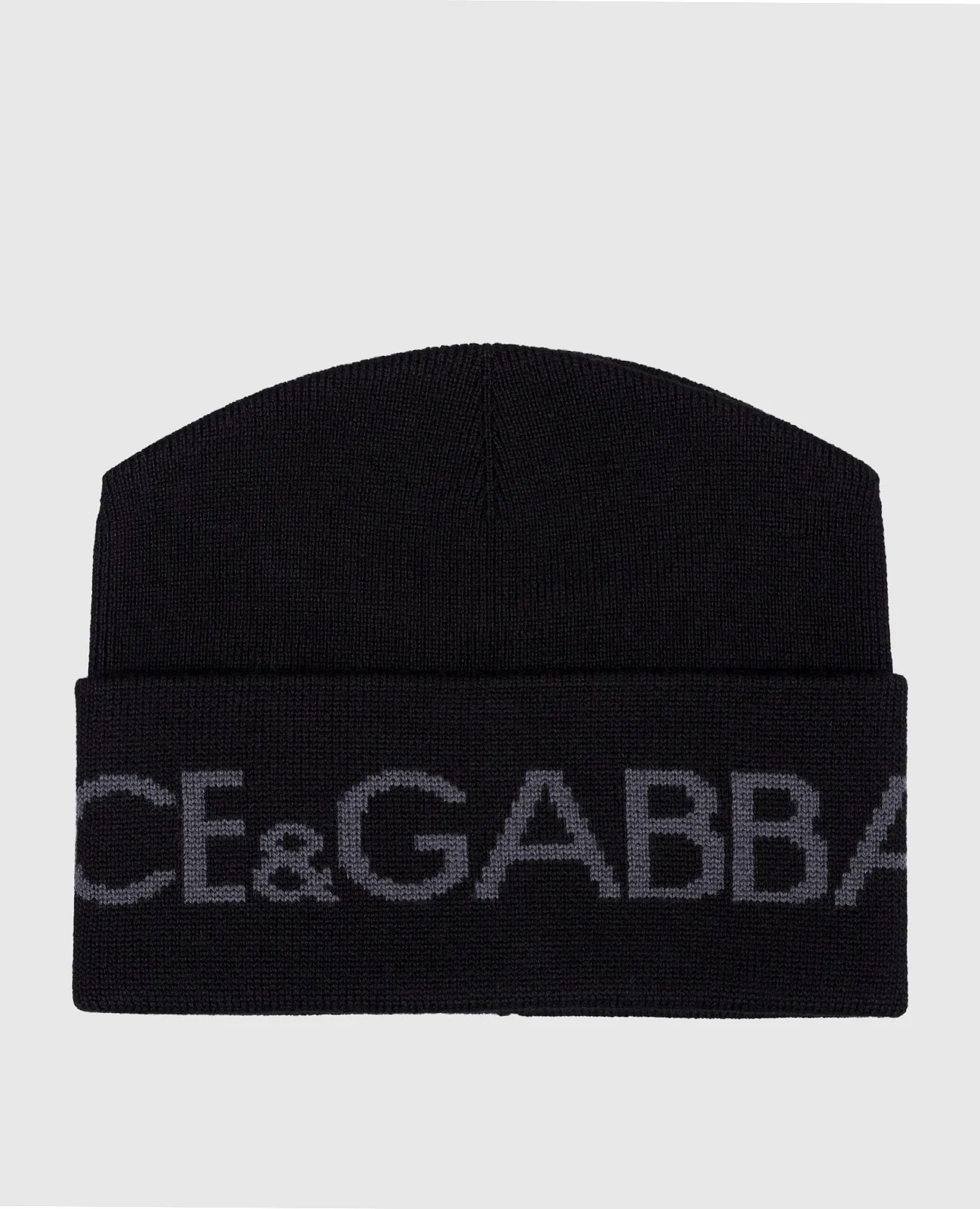Dolce&Gabbana Black wool cap with logo pattern