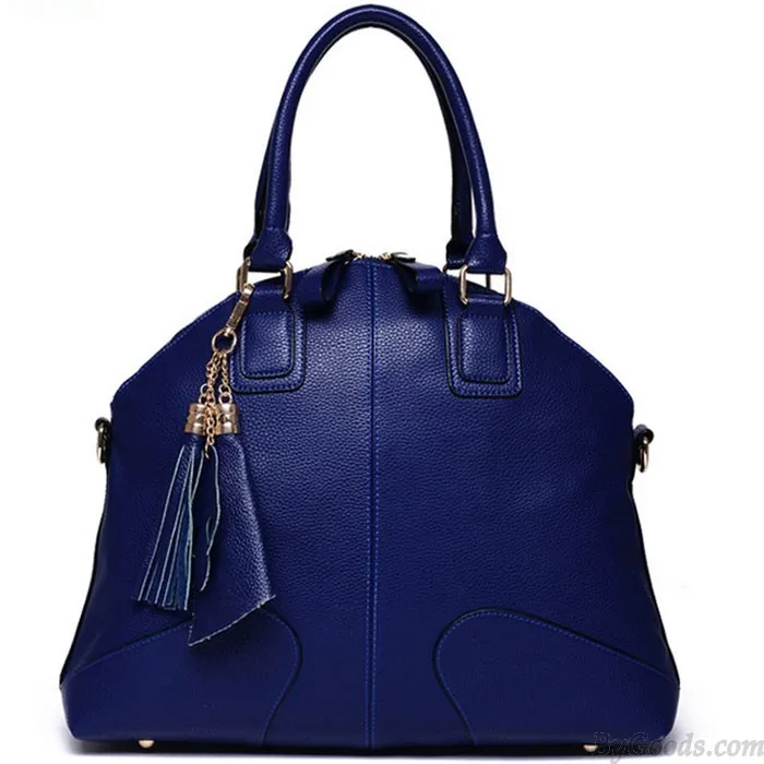 Fashion Brown Shells Leather Tassel Handbags