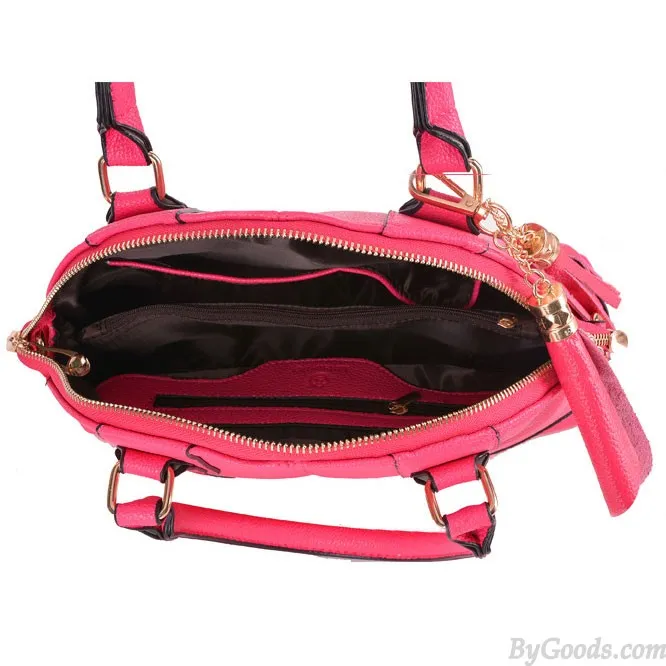 Fashion Brown Shells Leather Tassel Handbags