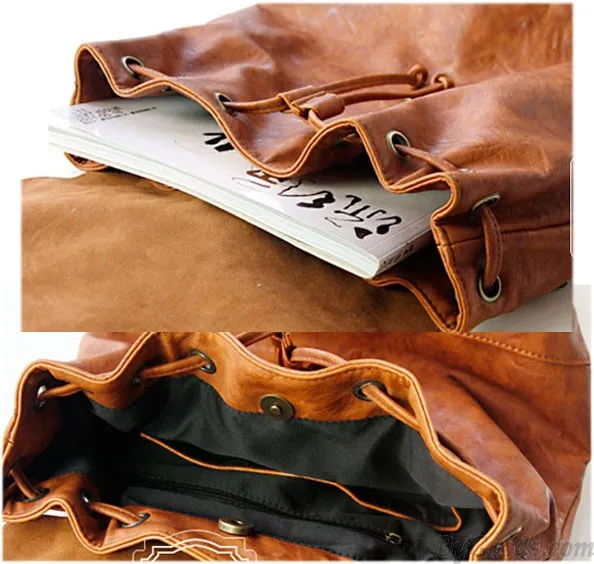 Fresh Brown Folk Embroidered Leather Backpack