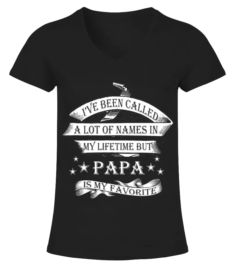 Grandpa Gift Papa Is My Favorite Name HOT SHIRT Camiseta cuello pico Mujer