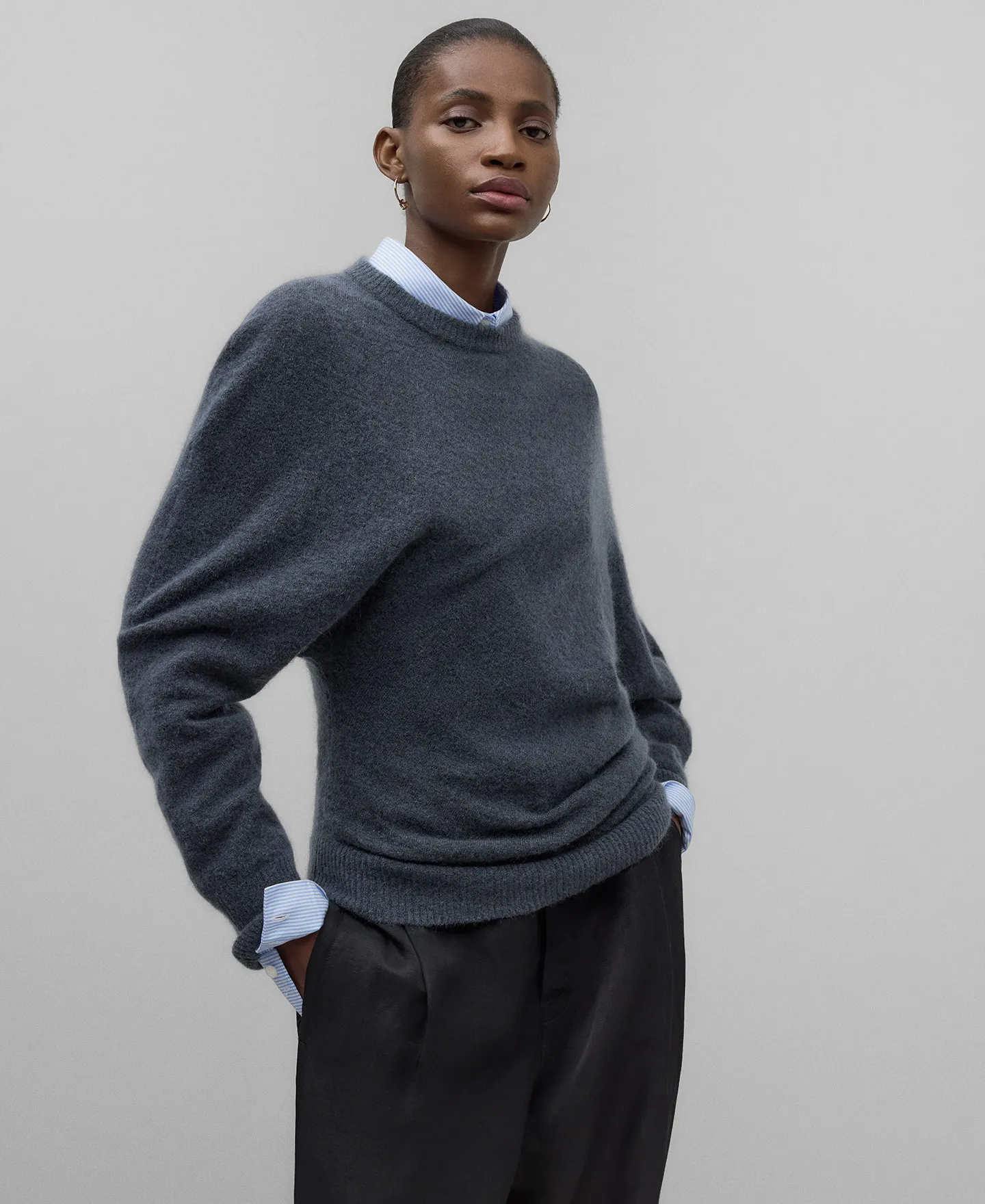 Grey asymmetrical sweater woman
