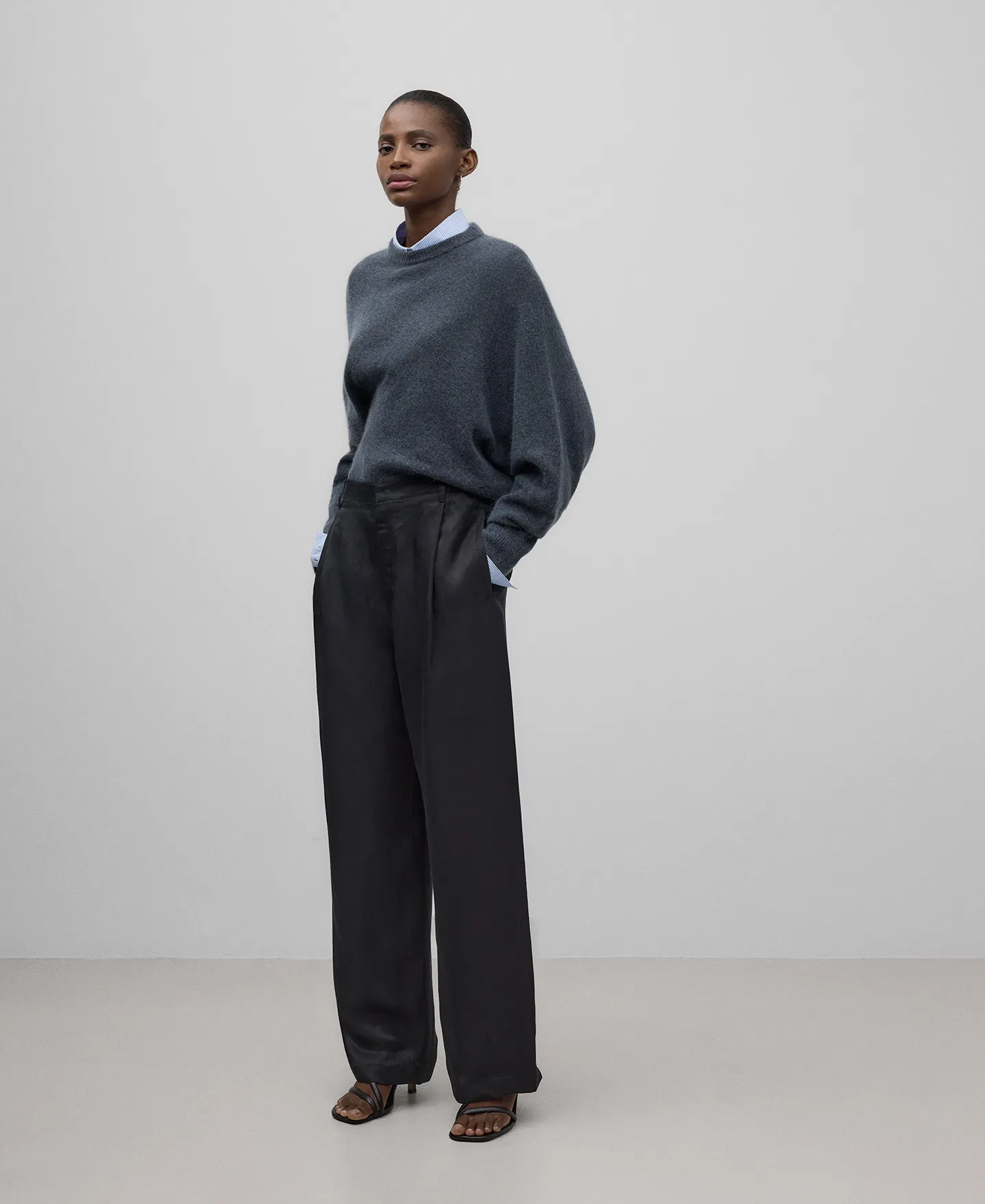 Grey asymmetrical sweater woman