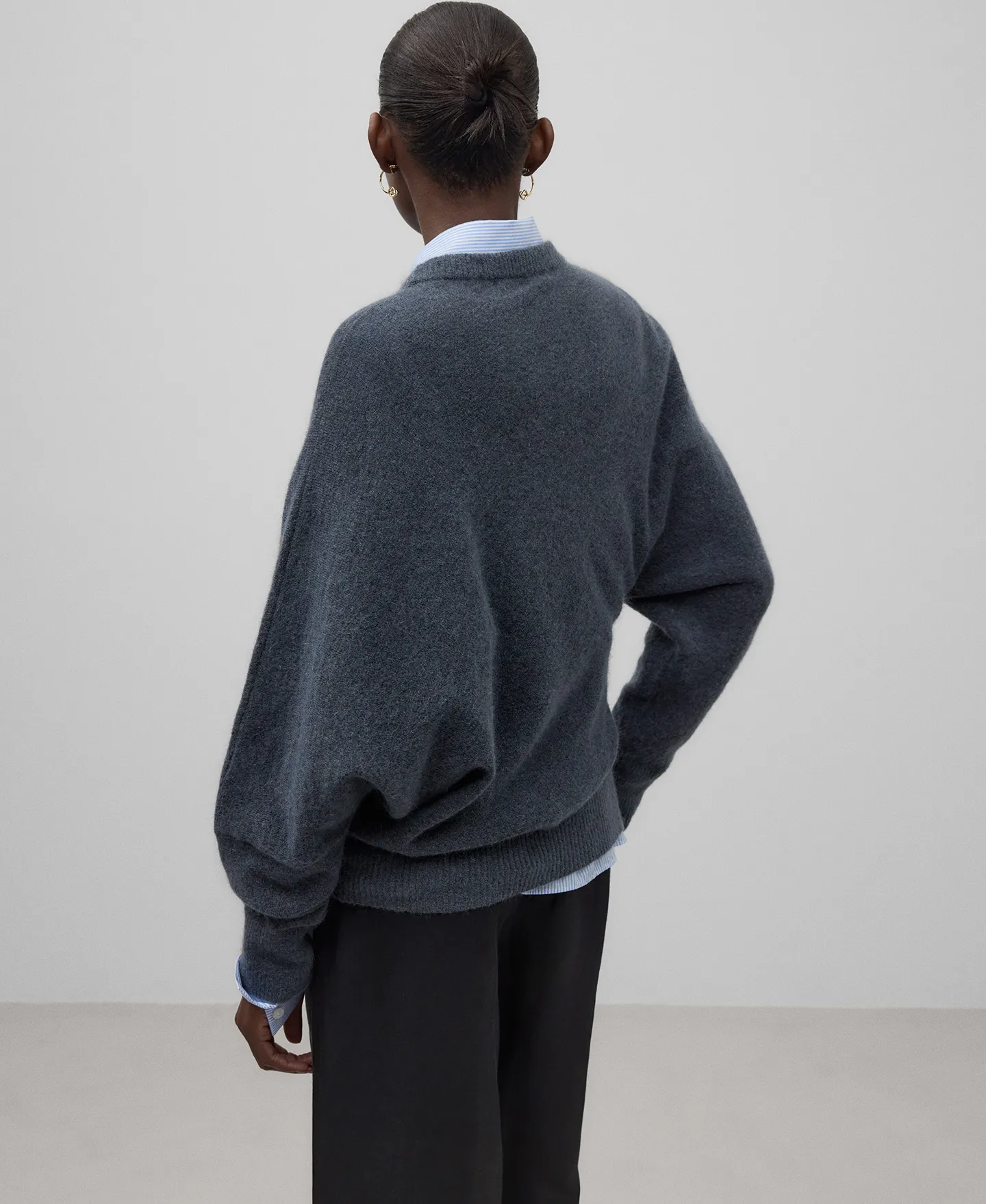 Grey asymmetrical sweater woman
