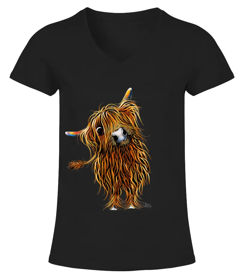 HIGHLAND COW PRINT ANIMAL PRINT  COOOWE Camiseta cuello pico Mujer