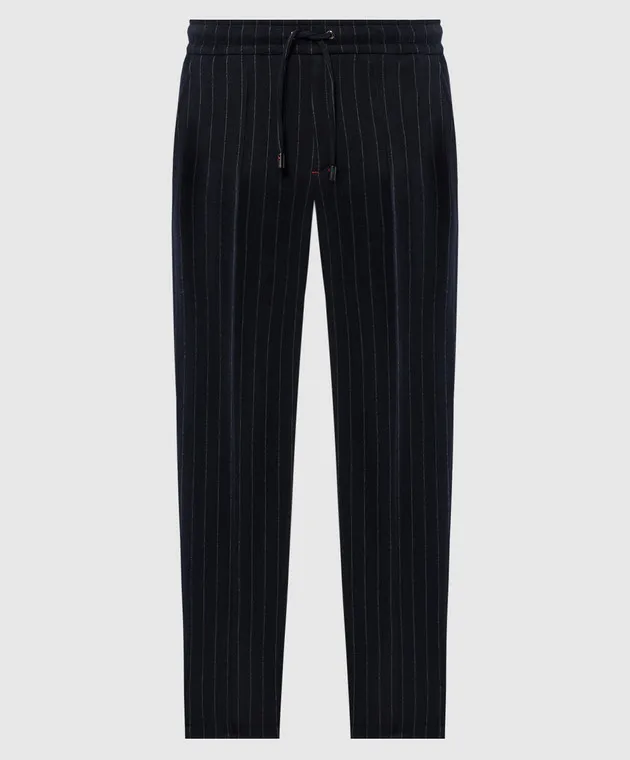 ISAIA Blue pants with striped wool